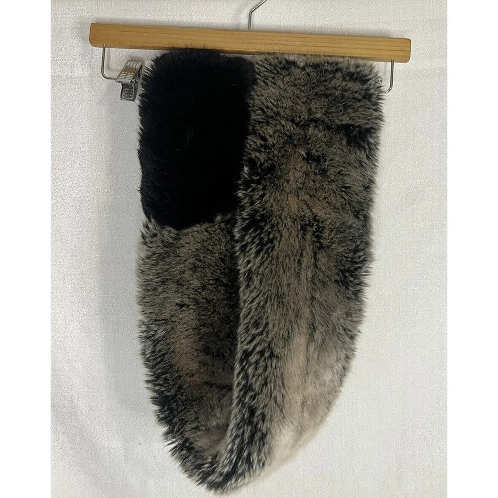 Faux Frenzi by Dena Scarf Womens One Size Black Infinity Faux Fur Loop Fuzzy 58”